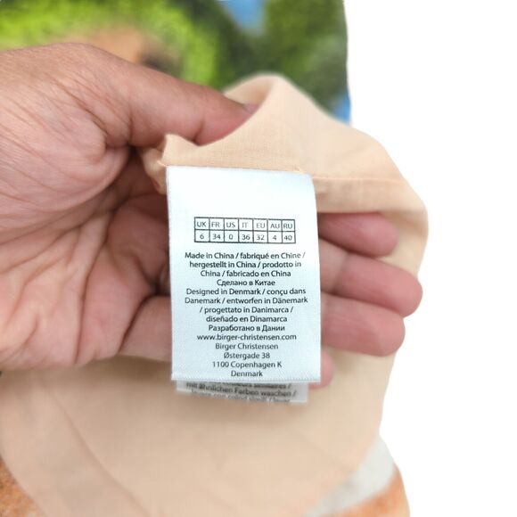 Rotate Women 0 Cara Dress Dusty Orange Watercolor Cutout Puff Sleeve Cotton Midi - Picture 5 of 9